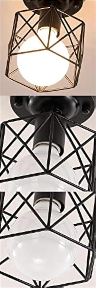 Modern Black Wrought Iron E27 Ceiling Light Fixture Indoor Ceiling Lamp for Kitchen Living Room Bedroom Study Balcony Restaurant Cafe