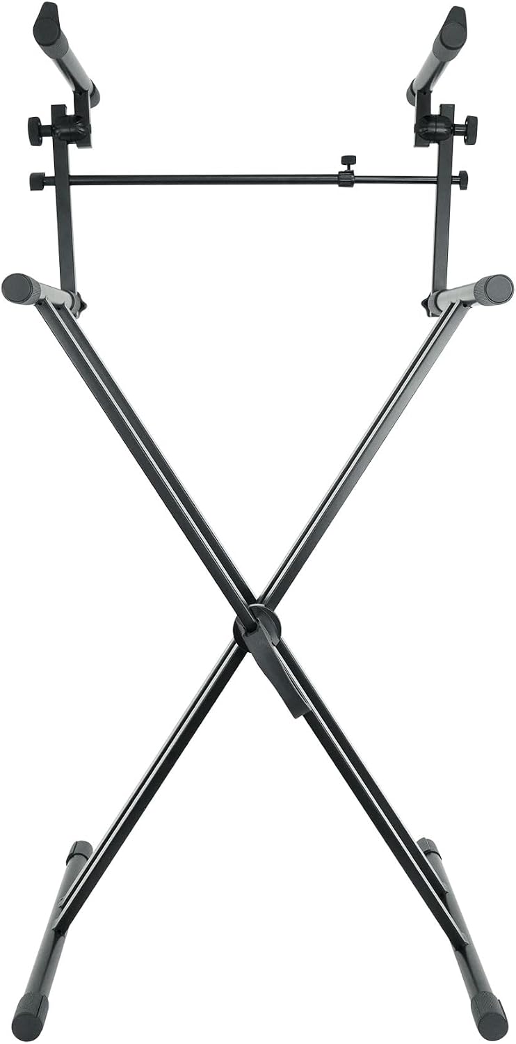 Rockville RKS42X Bundle: 2-Tier X-Stand Keyboard/DJ Stand with Quick Release Mechanism, Z-SHELF Universal Shelf for Z-Stand with Second-Tier, 2-Items
