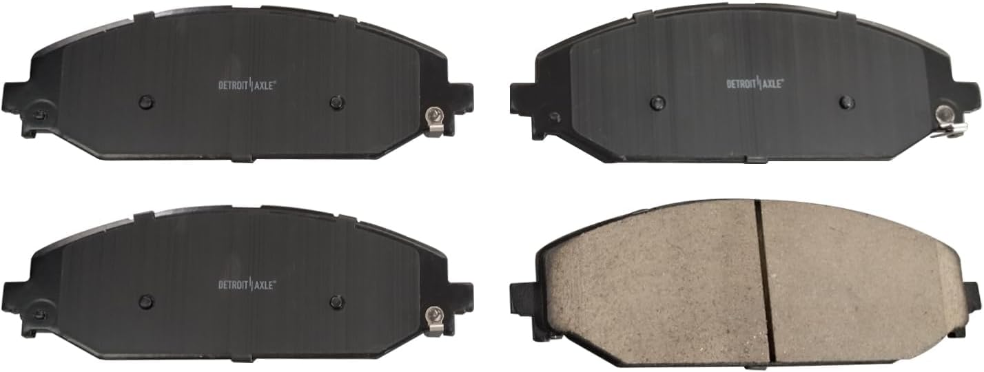 Detroit Axle - Brake Kit for 2019-2025 Ram 1500 Drilled and Slotted Disc Brake Rotors Ceramic Brakes Pads with Hardware 2020 2021 2022 2023 2024 Replacement