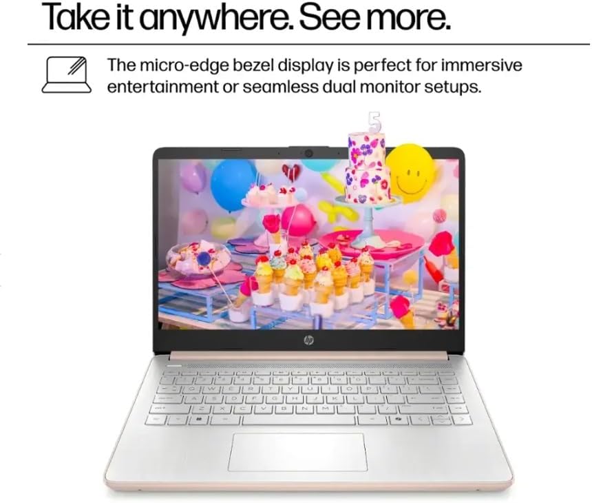 HP Student Laptop, Intel Processor N150(up to 3.6 GHz), 14 Inch LED Screen,16G RAM, 128GB Storange,One Year Office 365, Windows 11 Home,w/YYY Bundle,Rose Gold