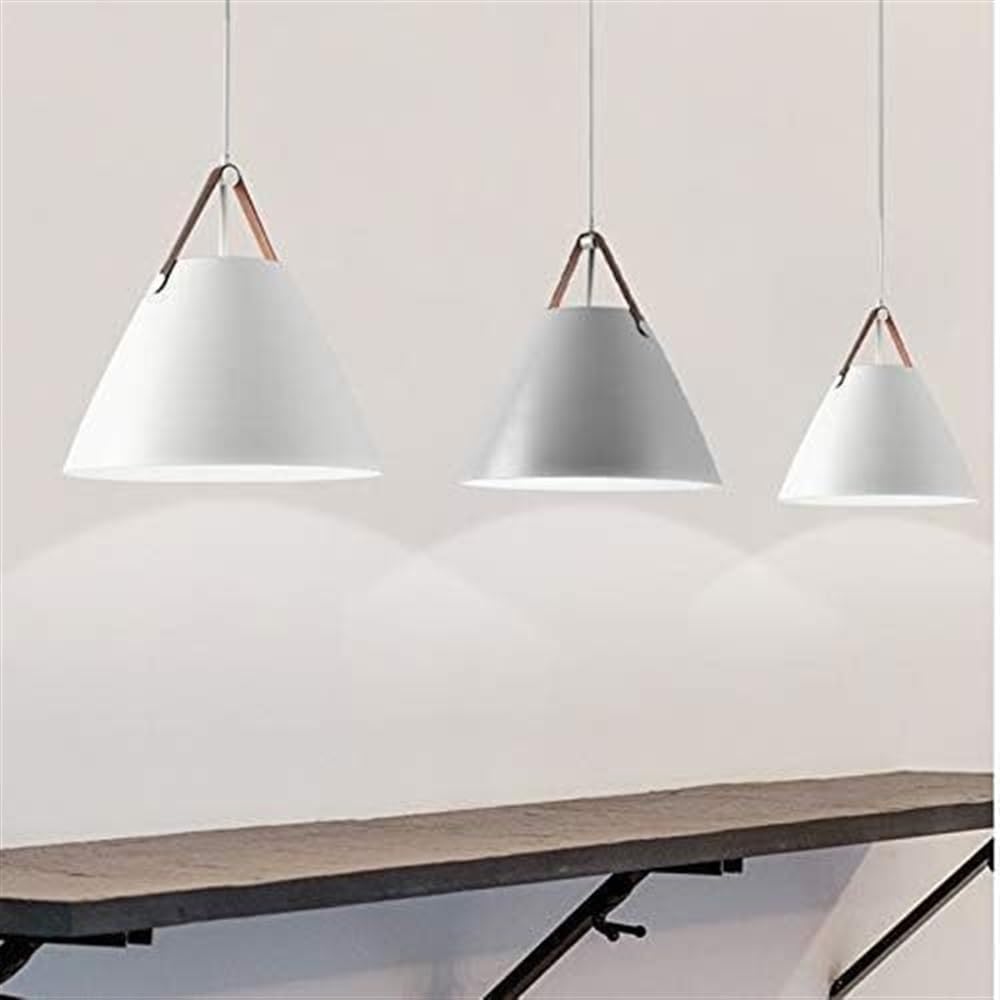 OJRGG Scandinavian Modern Pendant Light Single Head Adjustable Chandelier Wrought Iron Ceiling Light Fixture for Kitchen Island Dining Room Bedroom Hallway Bar Living Room Hanging Light(White,36cm)