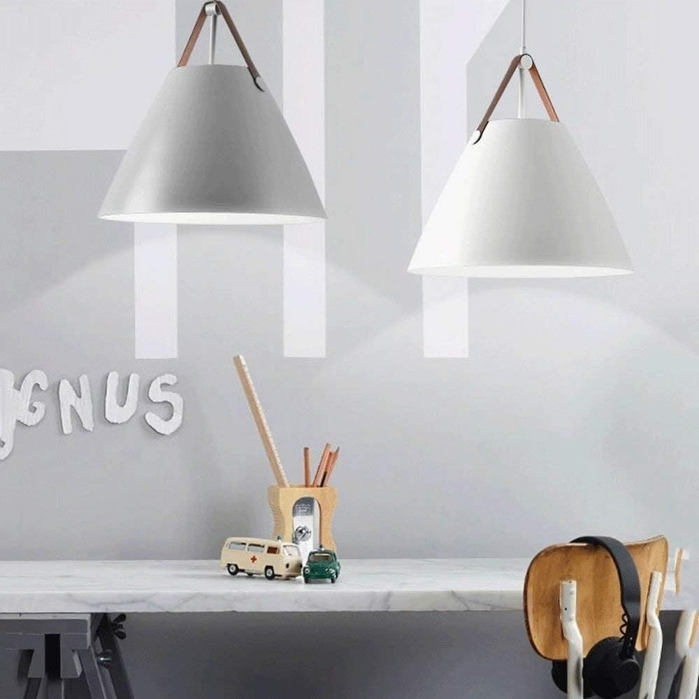OJRGG Scandinavian Modern Pendant Light Single Head Adjustable Chandelier Wrought Iron Ceiling Light Fixture for Kitchen Island Dining Room Bedroom Hallway Bar Living Room Hanging Light(White,36cm)