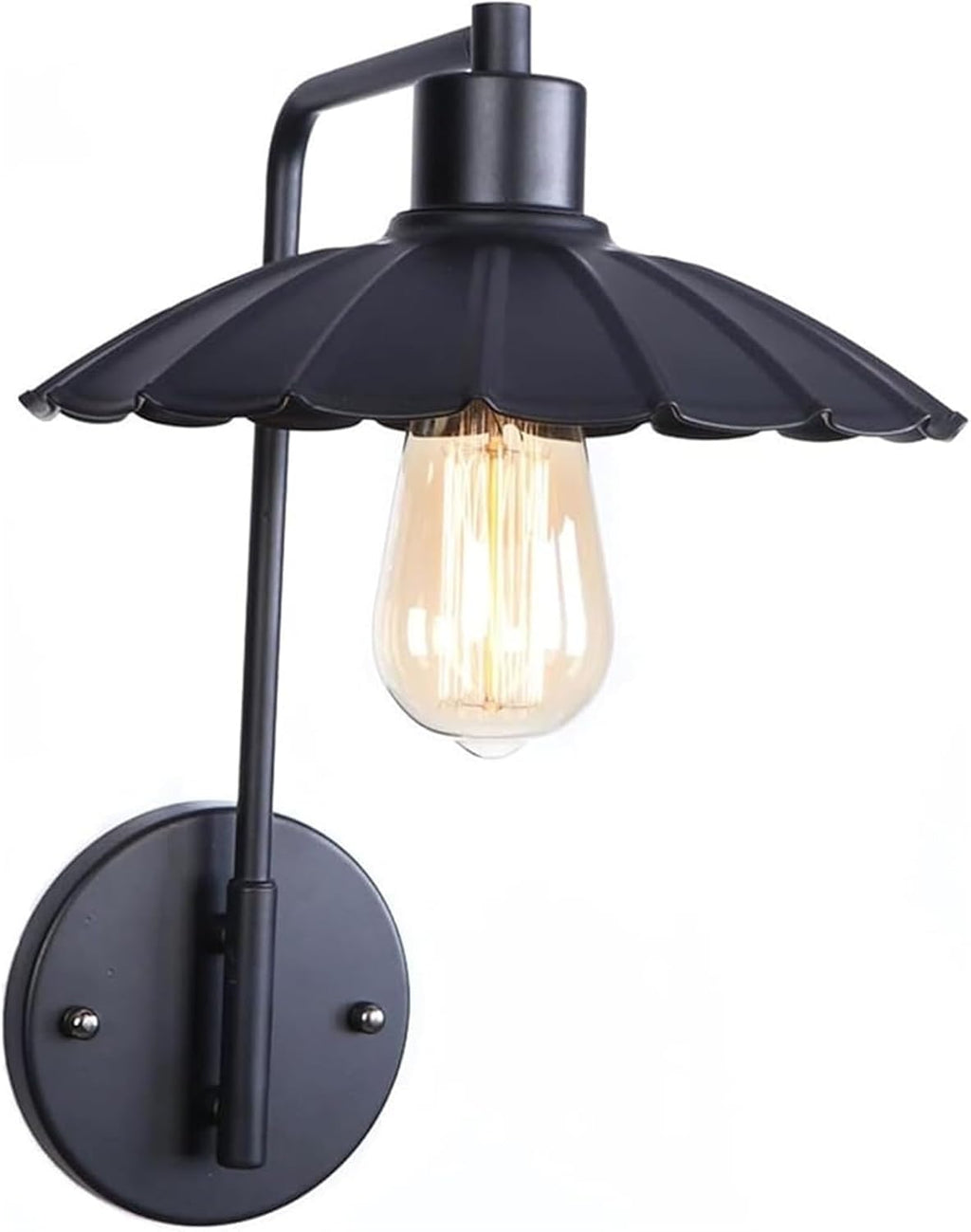 European Wall Light Retro Loft Wall Lamp V-intage Wrought Iron Lampshade Lighting Fixture Bedroom Bedside Living Room Study Cafe Dining Room Lamp Chandelier(Black)
