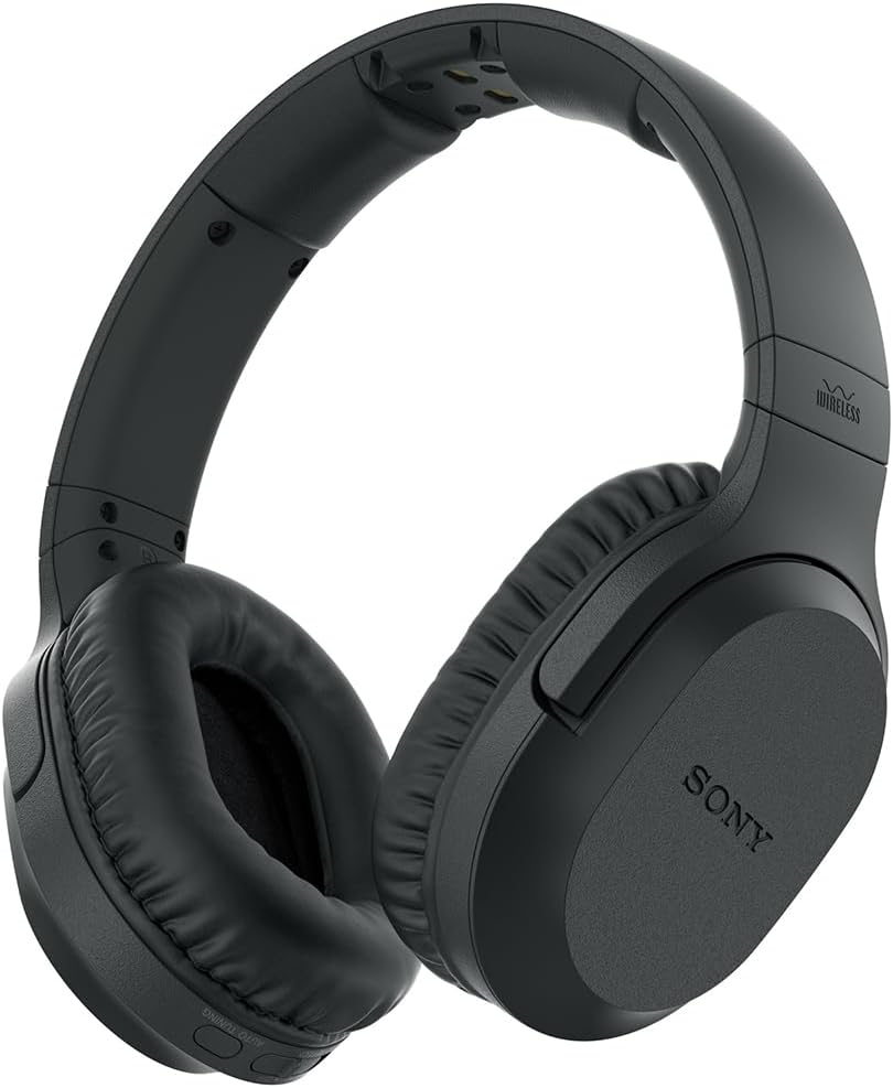Sony WHRF400 Wireless Home Theater Headphones Black Bundle with Mizco Travelocity in-Ear Headphone (Colors May Vary), Headphone Case, 2X Converter Adapter and 1 YR CPS Enhanced Protection Pack