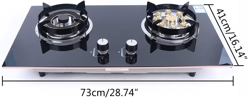 Gas Cooktop 22Inch，Built in Gas Cooktop 2 Burners Stainless Steel Stove with Conversion Kit Thermocouple Protection Center Burner with Flame Failure Protection Removable Grates and Installation