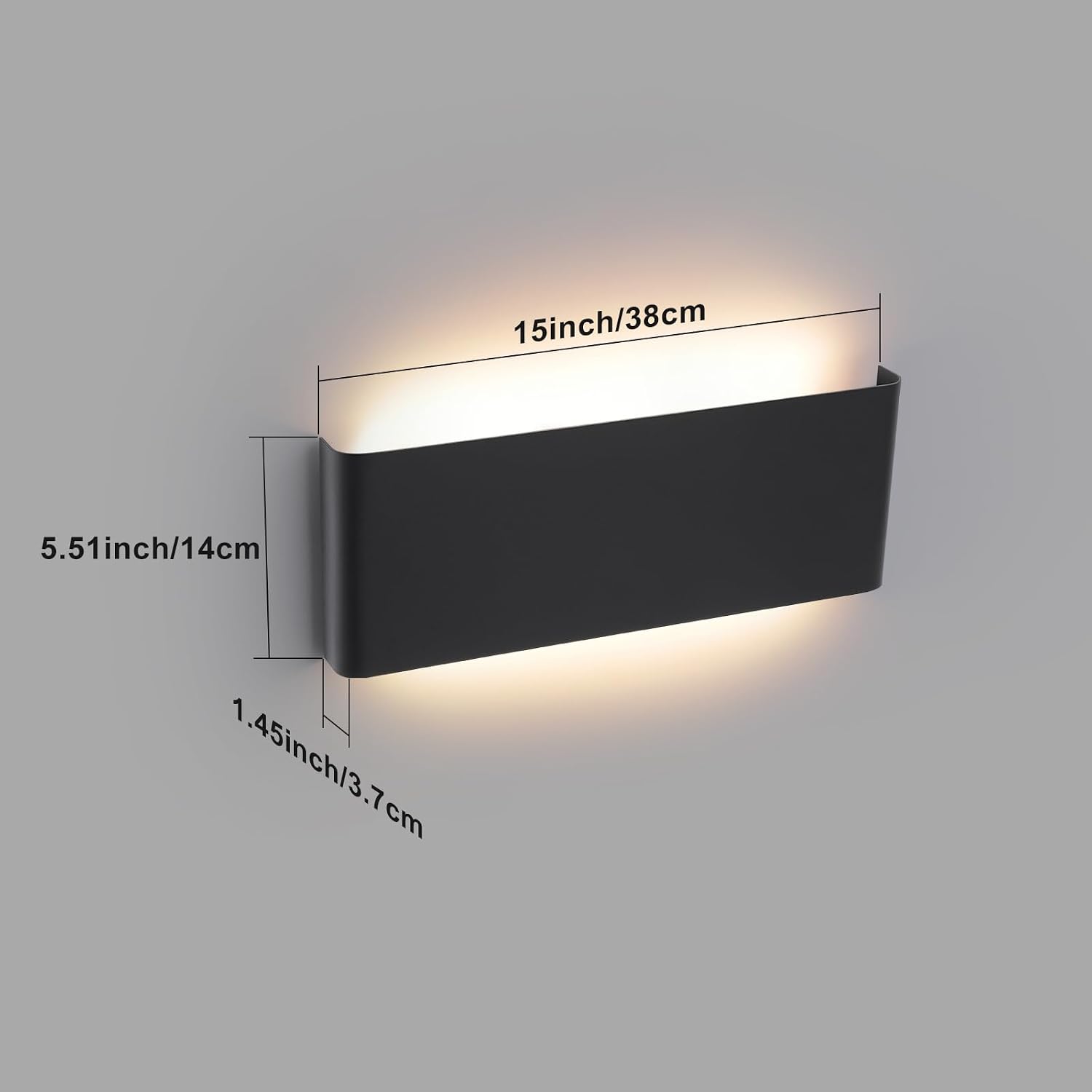 Mille Luckiole 15Inch Bathroom Vanity Mirror Light,5-in-1 CCT 3000K/3500K4000K/5000K/6500K Selectable Hallway LED Wall Light,Modern LED Sconce Wall for Stairwell,Bedroom,20W Black 4 Pack Led Wall Lamp