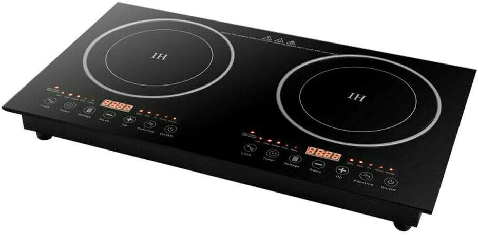 DYRABREST Electric Double Induction Cooktop,110V LCD Display Induction Hot Plate with 8 Levels Firepower and Multiple Cooking Modes,Far Infrared Heating Countertop Burners for Home (type 2)