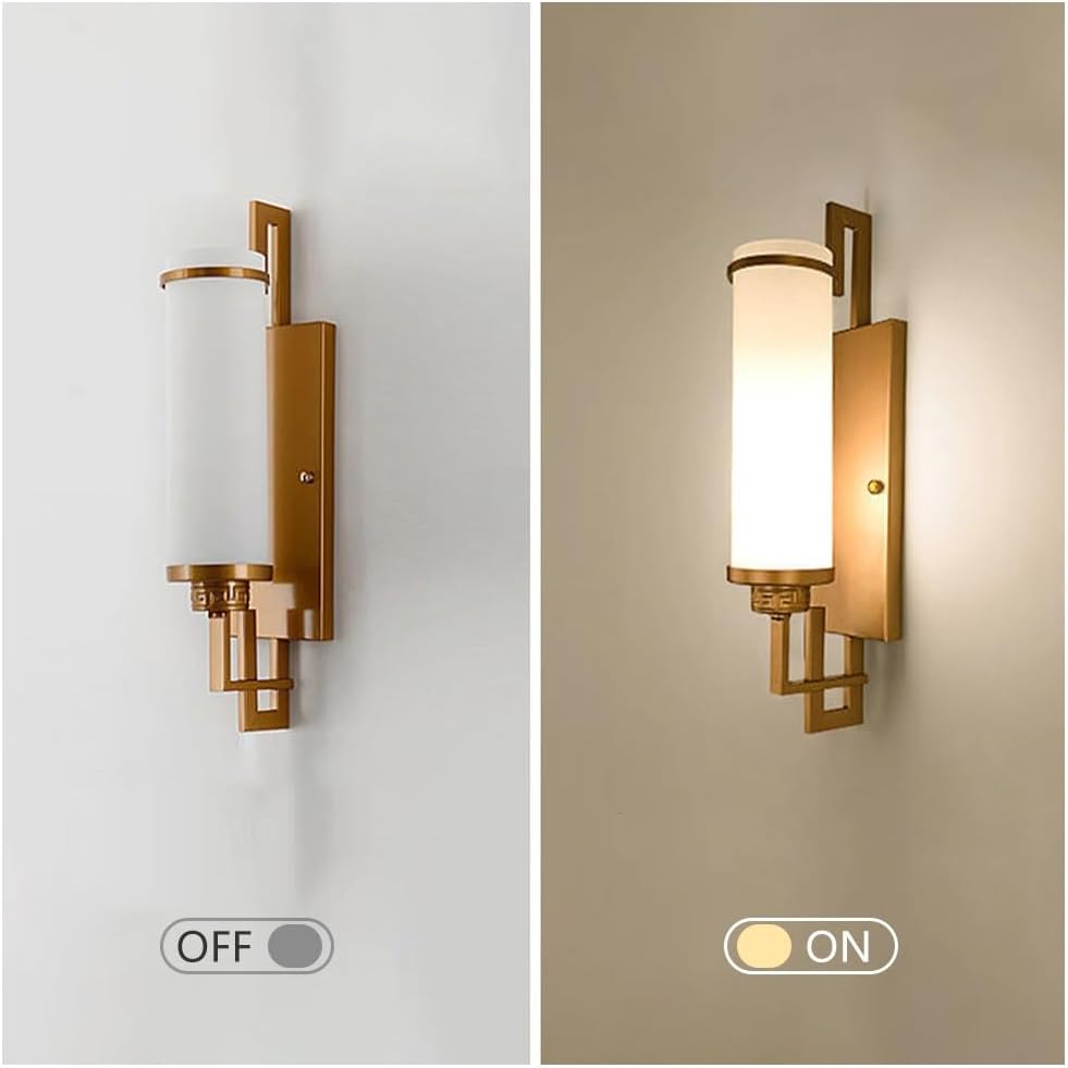 Antique Wrought Iron Wall Light with Cylinder Glass Shade | E27 Decorative Sconce for Mirror, Bedroom, Bathroom & Entryway – Hardwired Lighting Fixture T-155(d)