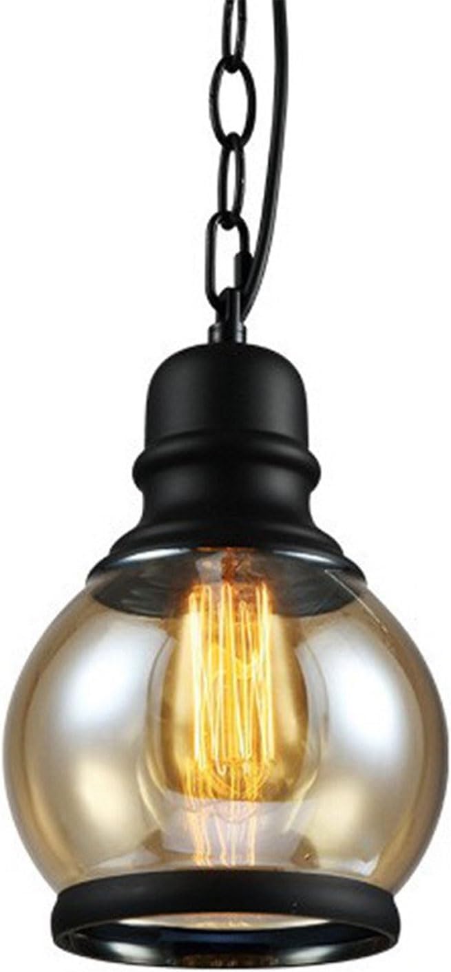 Chandelier Light Vintage Amber Glass Pendant Light Industrial Wrought Iron Hanging Lamp Mini Modern Black Adjustable Ceiling Chandelier Lights Fixture for Kitchen Island Farmhouse Loft Bar Hallway Han