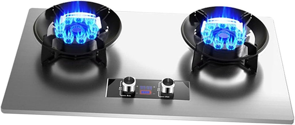 Countertop/Built-in Gas Cooktop,17742 BTU Two Burner Stainless Steel Gas Stove,Easy to Clean,Suitable fFor Home Commercial(LPG)(NG) (Size : LPG), 18648