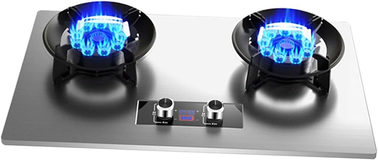 Countertop/Built-in Gas Cooktop,17742 BTU Two Burner Stainless Steel Gas Stove,Easy to Clean,Suitable fFor Home Commercial(LPG)(NG) (Size : LPG), 18648