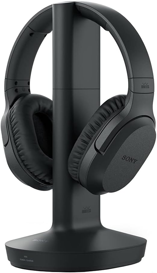 Sony WH-RF400 Wireless Home Theater Headphones Black Bundle with Tech Smart USA Audio Entertainment Essentials Bundle and 1 YR CPS Enhanced Protection Pack