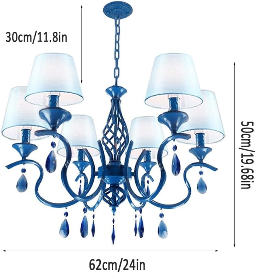 Wall Lighting Fixtures American Style Minimalist Candle Chandelier European Style Vintage Crystal Pendant Light Wrought Iron Ceiling Lighting Fixture Lamp for Dining Room Bathroom Foyer Living Room(Bl