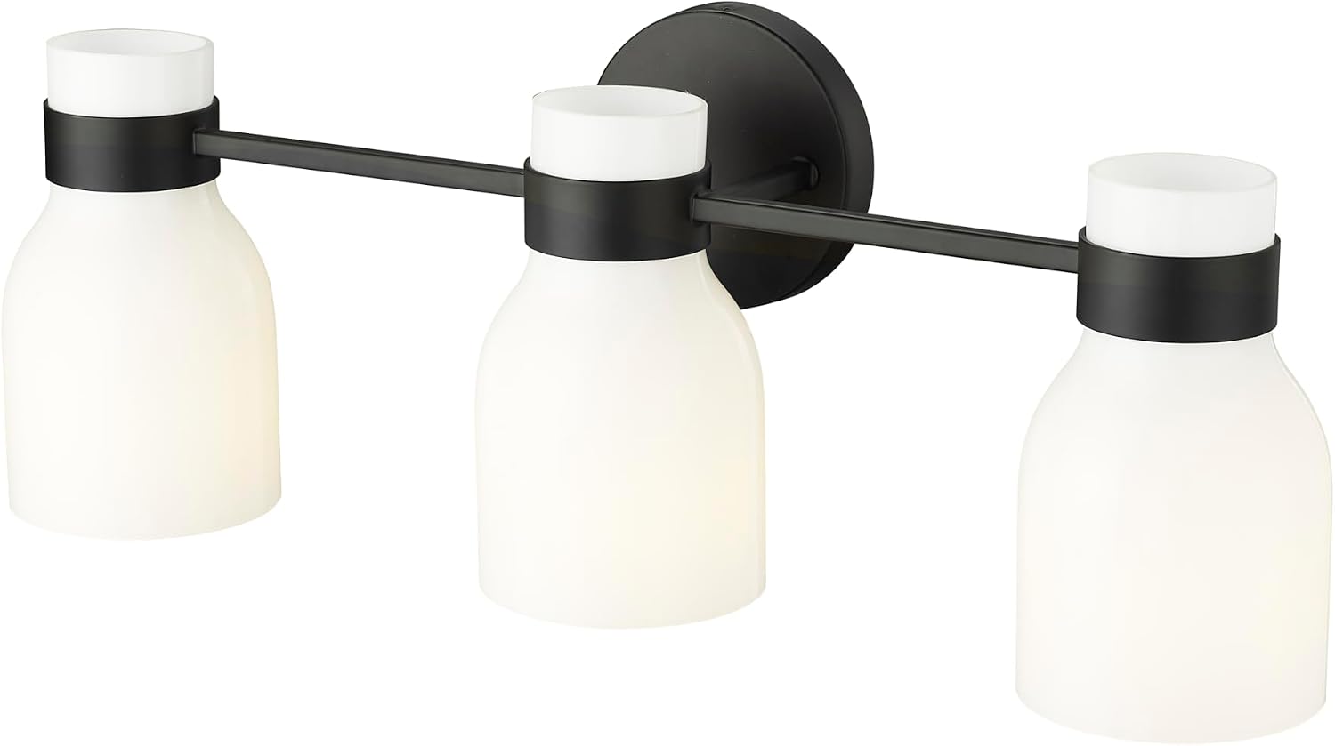 ML Lighting | Corella Collection | 23003-MB | Indoor 3 Light Vanity in Matte Black with Opal Shiny Glass Shade | Elegant and Versatile Design for Any Bathroom