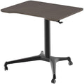 Monoprice Gas-Lift Sit-Stand Rolling Laptop Riser Desk - Dark Walnut (31.5 x 23.5in) Table Top for Single Display, Height Adjustable 29.5'-42.3' Max,Brown