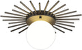 Nordic Round Ceiling Lights Creative Gold LED Flush Mount Lighting Fixture Sun Flower Shape Acrylic Lampshade Wrought Iron Chandelier for Living Room Bedroom Entrance Porch Kitchen (Black,35CM)