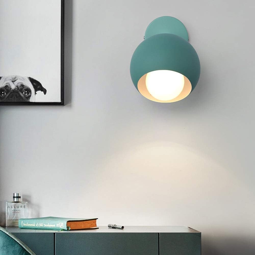 Wall lamp, Clothing Store Coffee Shop 180 Degree Adjustment Wrought Iron Wall Light Fixtures Bedroom Study Girl Room Wall Sconces E27 Screw Aisle Corridor Decorative Lighting Wall Lamp(Green)