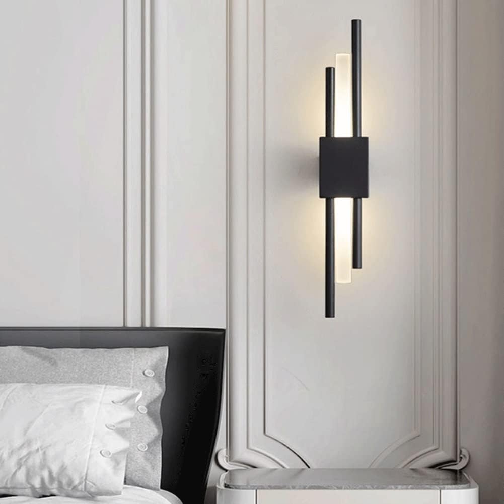Wall Sconces Nordic Wrought Iron Wall Sconce Modern Minimalist Art Wall Light Wall Mounted Lighting Fixture for Bedroom Bathroom Porch Restaurant Villa Balcony Restaurant Study Decoration(White Light,