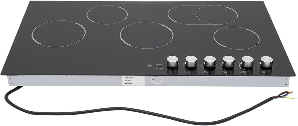 5 Burner Electric Cooktop, 35.5 Inch Touch Control Electric Stove Top with 5 Heating Level & Overheat Protection, Child Lock, 1 Waterproof Tape, Countertop/Embedded Mount Electrics Stovetop Burner