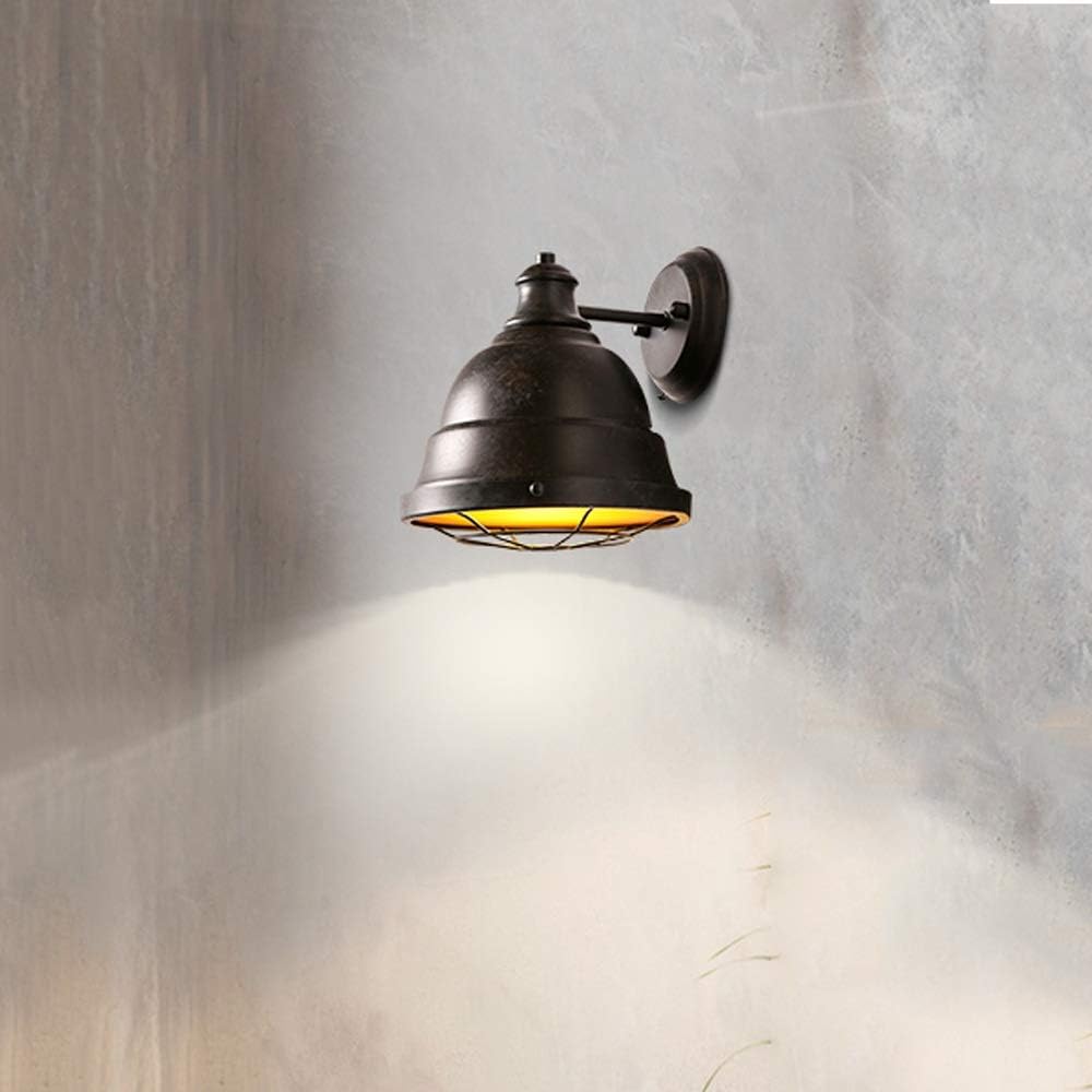 Vintage Industrial Wrought Iron Wall Lamp - Retro Black Wall-Mounted Lantern for Bedroom, Living Room, Bathroom, and Hallway(Black)
