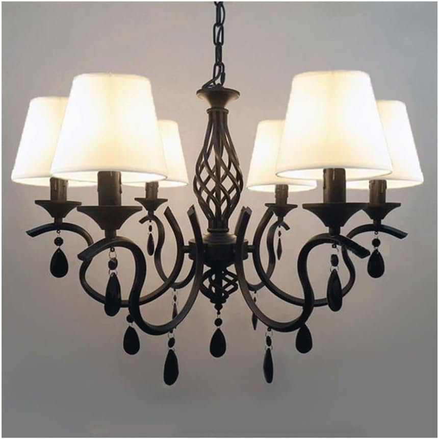 Wall Lighting Fixtures American Style Minimalist Candle Chandelier European Style Vintage Crystal Pendant Light Wrought Iron Ceiling Lighting Fixture Lamp for Dining Room Bathroom Foyer Living Room(Bl