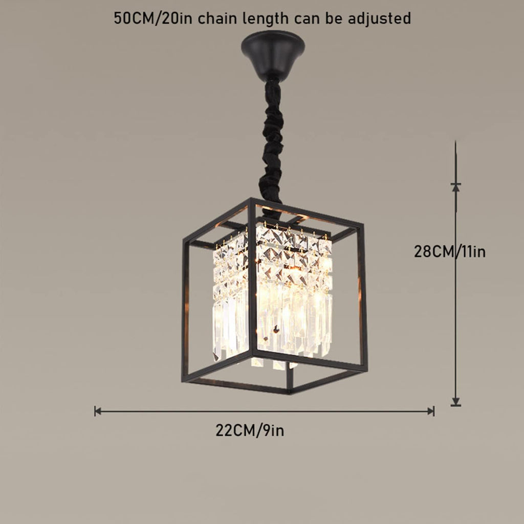 Braiton Modern Mini Crystal Chandelier Wrought Iron Frame with Glass Crystals Pendant Lights Bathroom Corridor Cafe bar Porch Interior Lighting,Black,2 Light