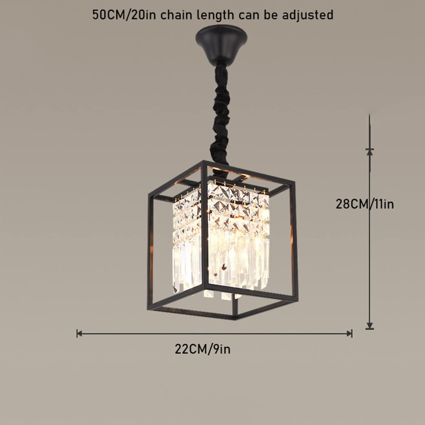 Braiton Modern Mini Crystal Chandelier Wrought Iron Frame with Glass Crystals Pendant Lights Bathroom Corridor Cafe bar Porch Interior Lighting,Black,2 Light