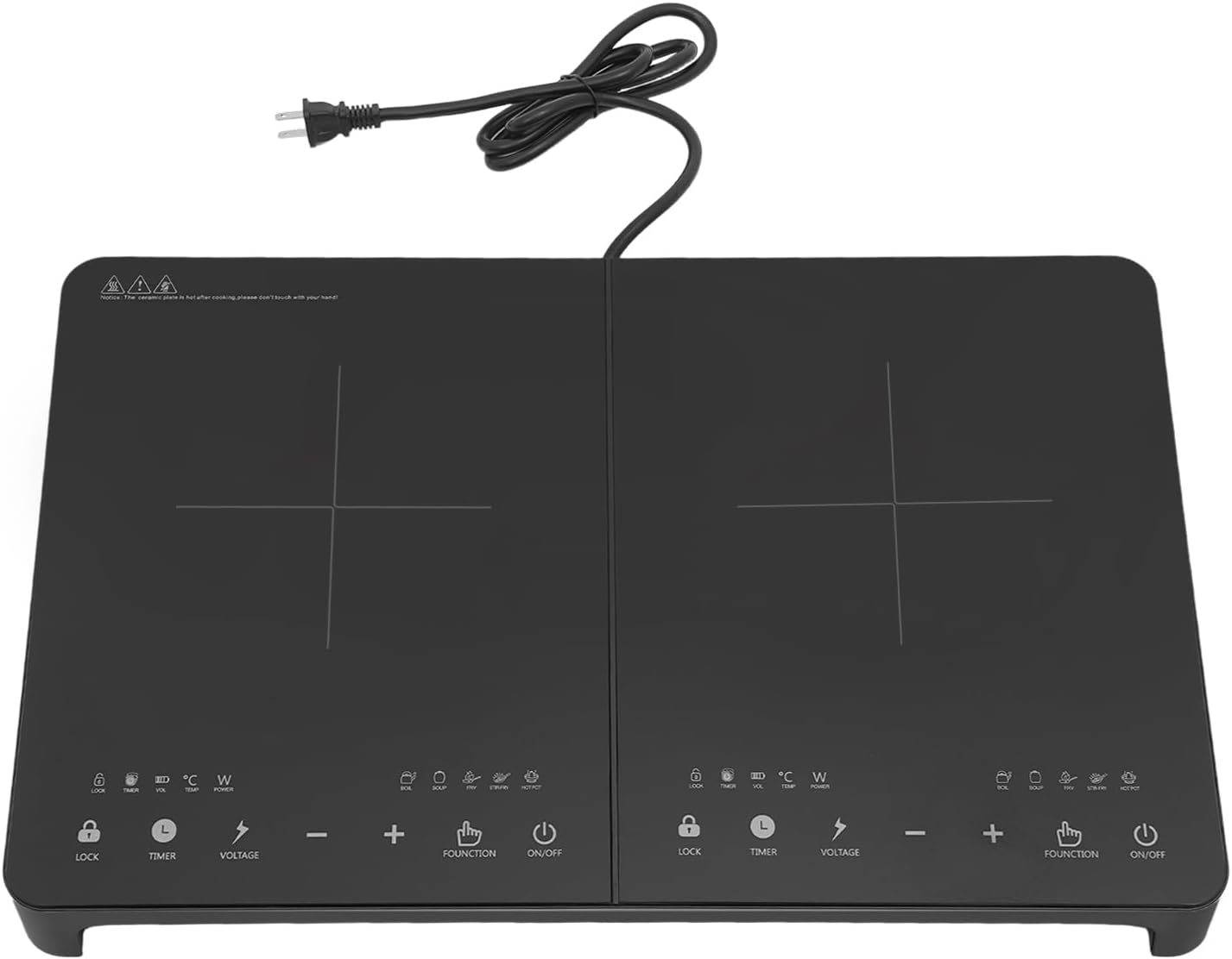Double Induction Cooktop, 110V Electric Induction Cooktop with 2pcs 2000W Burners, LED Sensor Touch Energy-Saving Stove Top with Child Safety Lock & Timer