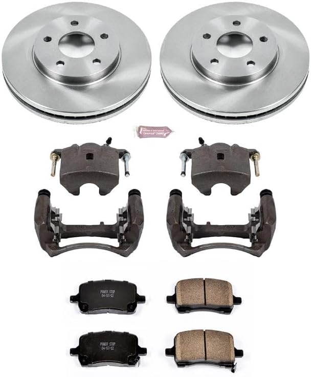 PowerStop Front Brake & Caliper Kit for Chevrolet HHR 2008-11 - Ceramic Brake Pads + Calipers + Disc Rotors Replacement, KCOE1448