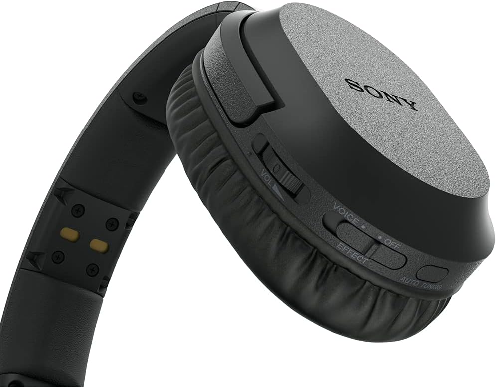 Sony WH-RF400 Wireless Home Theater Headphones Black Bundle with Tech Smart USA Audio Entertainment Essentials Bundle and 1 YR CPS Enhanced Protection Pack