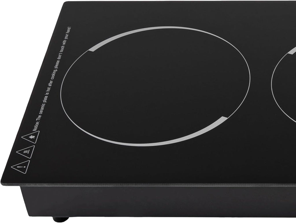Double Induction Cooktop Burner, 900 & 1200W Burner Induction Cooker Cooktop with 9 Power Levels Timer & Overheat Protection Portable Electric Countertop Burner for Kitchen Cabin Office Studio Etc