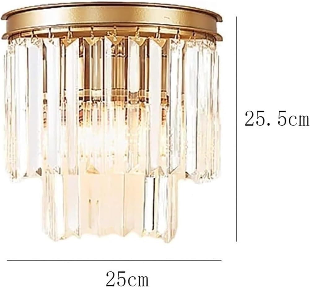 Nordic Minimalist Crystal Wall Sconce Wrought Iron Lamp Creative Multifunction Bedside Reading Light Decorative Indoor Lighting Fixture for Bedroom Living Room Hallway(Black)(Golden)
