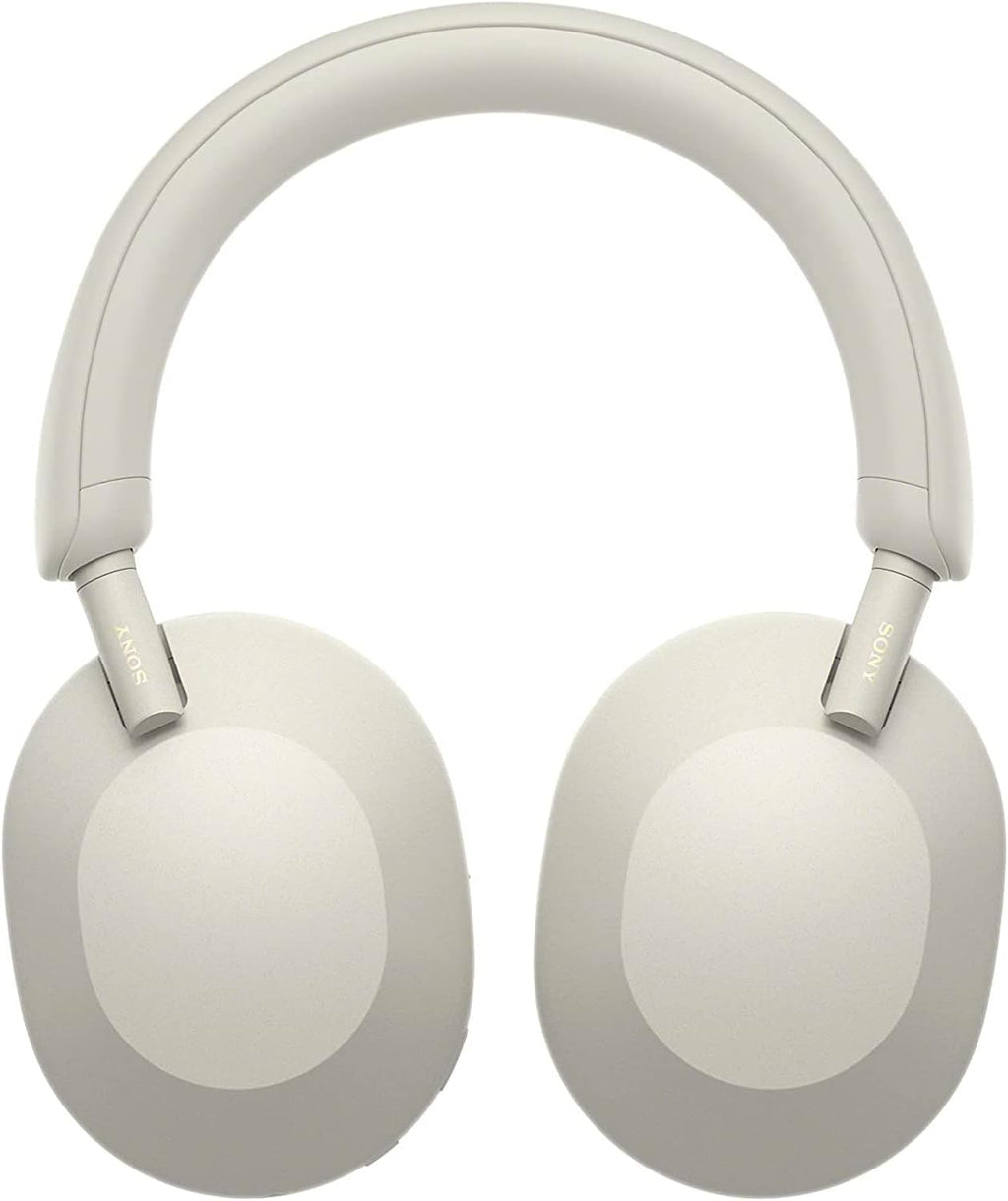 Sony WH-1000XM5 Wireless Industry Leading Noise Canceling Headphones, Silver Bundle with Deco Gear Wood Headphone Display Stand and Protective Travel Carry Case