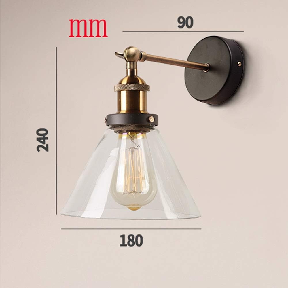 Wall Mounted Light Conical Glass Lampshade LED Wall Lamp Wrought Iron Black Nordic Modern Minimalist Creative Personality Wall Lamp Bedroom Bedside Aisle Living Room Bathroom Mirror Front Light