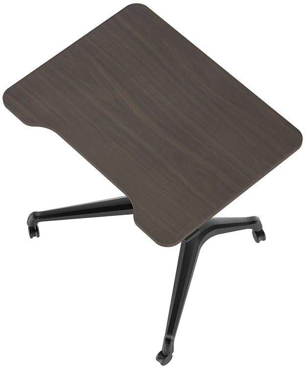 Monoprice Gas-Lift Sit-Stand Rolling Laptop Riser Desk - Dark Walnut (31.5 x 23.5in) Table Top for Single Display, Height Adjustable 29.5'-42.3' Max,Brown