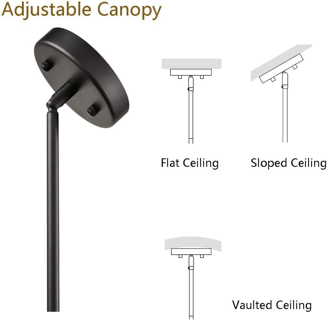 DEYNITE Industrial Black Pendant Light Rod Hanging Schoolhouse Light Milk White Shade for Kitchen Bar Bedroom Bathroom Dining Room