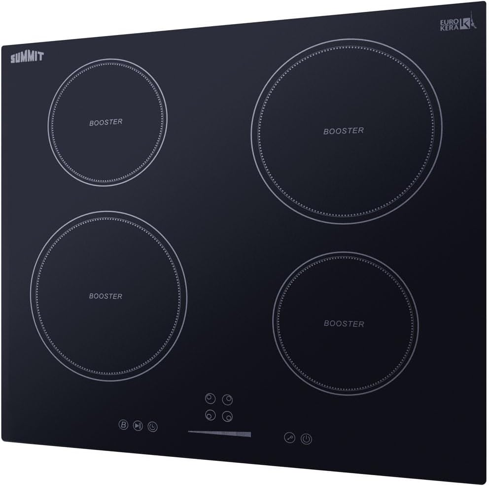 Summit 24' Induction Cooktop, 4 Cooking Zones, 208-240V Electric Cooktop, ADA Compliant Design, Black - SINC4B241B
