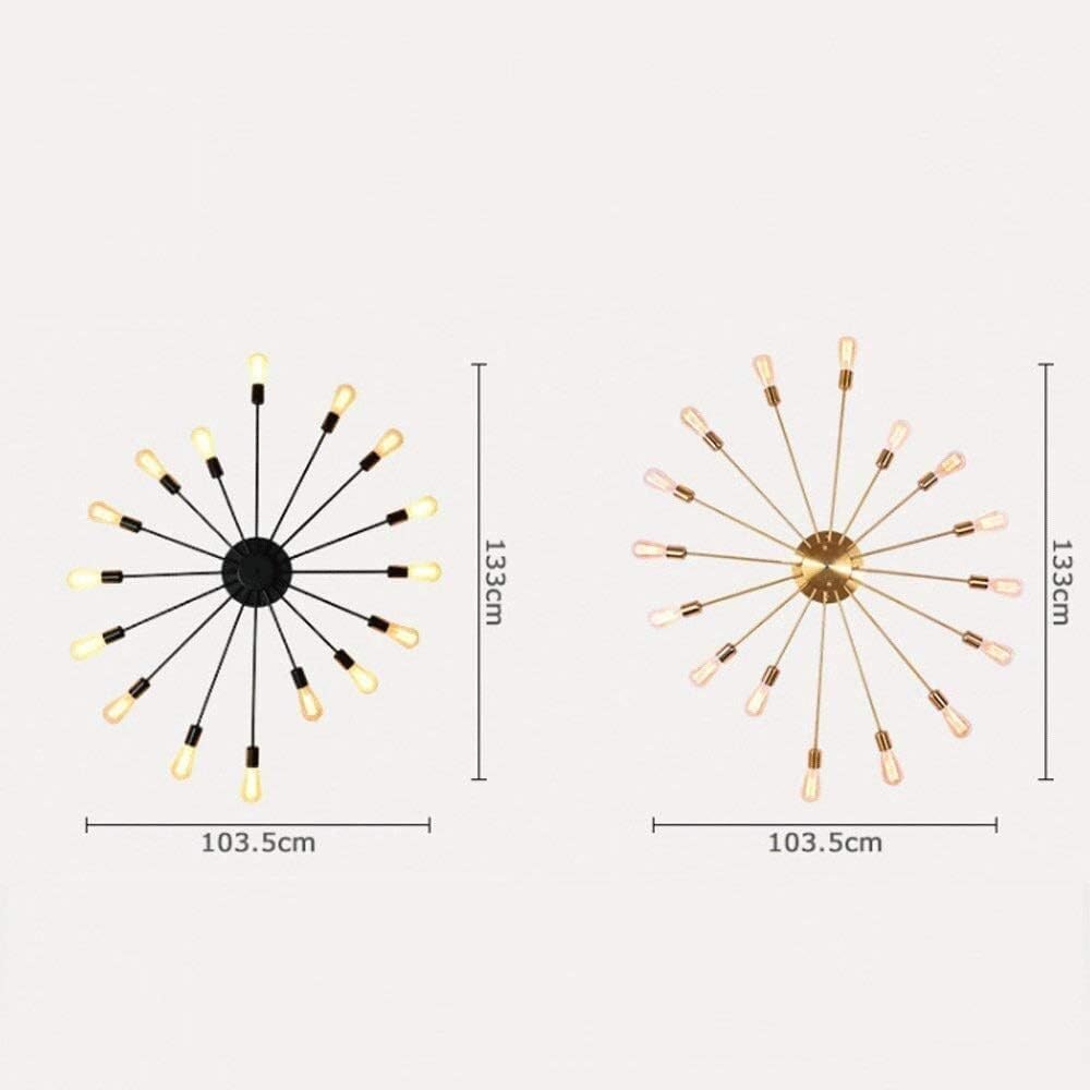 Wrought Iron Chandelier Industrial Wall Lamp Lighting Large 16 Lamp Embedded Bedroom,Chandeliers Light Fixture(Brass)