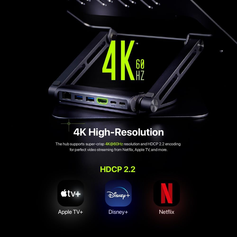 ADAM elements Hub Stand Pro 6-in-1 USB-C Laptop Docking Station, Foldable Laptop Stand with 4K HDMI, 100W PD & USB 3.0 for MacBook Pro/Air M4-M1, iPad & USB-C Laptops