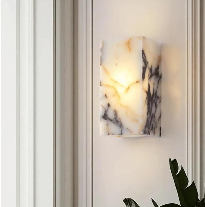 LED Indoor Wall Light, Luxury Black Cuboid Natural Stone Wall Lamp High-end Bedroom Bedside LED Sconce Living Room Bathroom Waterproof Lighting Fixture