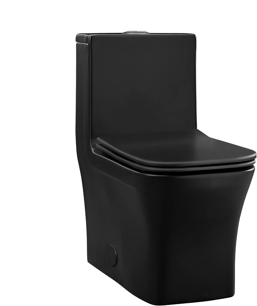 Concorde One-Piece 12' Rough-in 1.1/1.6 GPF Dual Top Flush Square Toilet in Matte Black