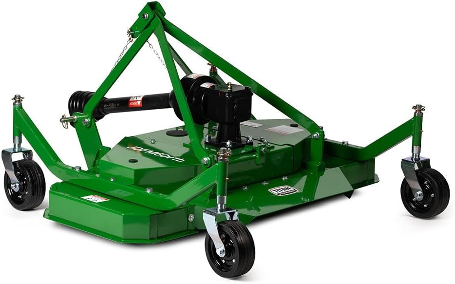 Titan Attachments 3 Point PTO Finish Mower, 60' Cutting Width, Category 1 Hitch, Rear Discharge, Requires 25-40 HP Tractor, Low-Noise Cast Iron Gearbox, Green Finish