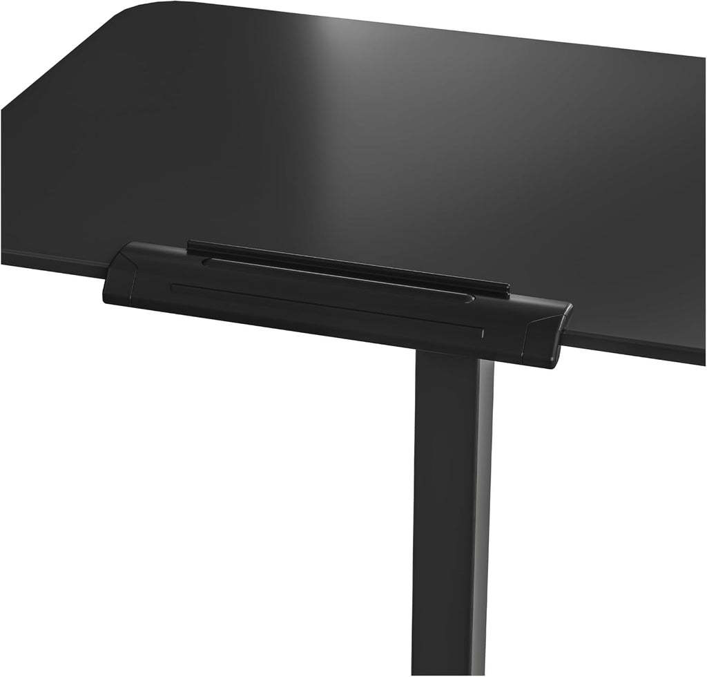 Seville Classics Airlift Height Adjustable Pneumatic Laptop Sit Stand Desk Mobile Rolling Cart, Computer Workstation for Home Office, Classroom, Black, 25.6' Tilting Desktop
