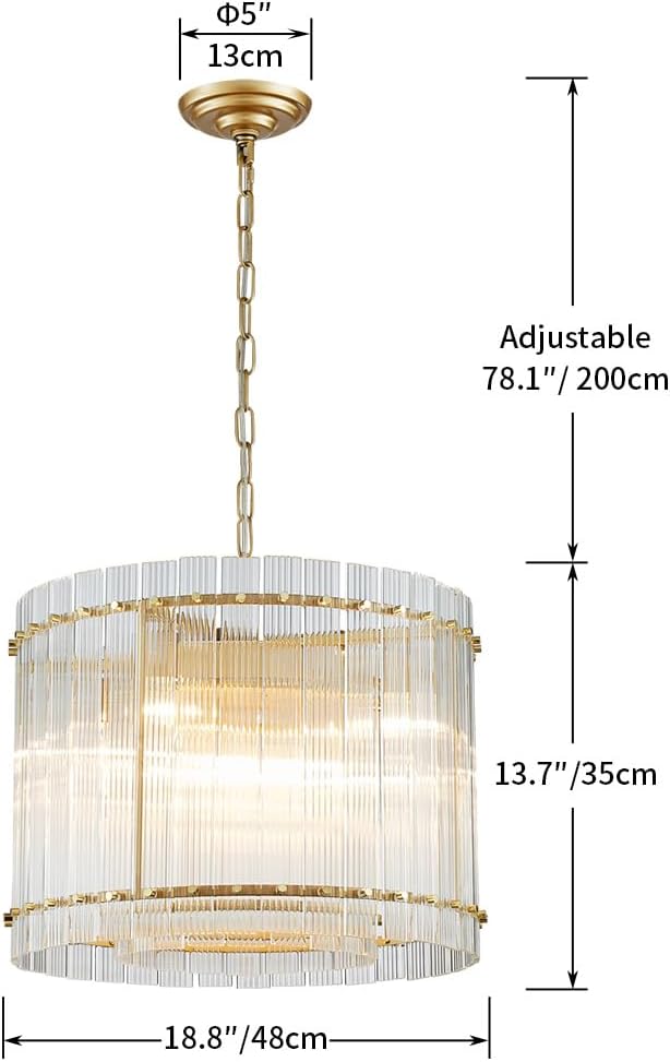 Saint Mossi 22045 Pendant Chandeliers, Mid-Modern Modern Design, Perfect for Living Space, 8 x E12 Sockets, D19'' x H14'', Adjustable Max Height 78', Glass Shade & Gold Finish Metal Frame