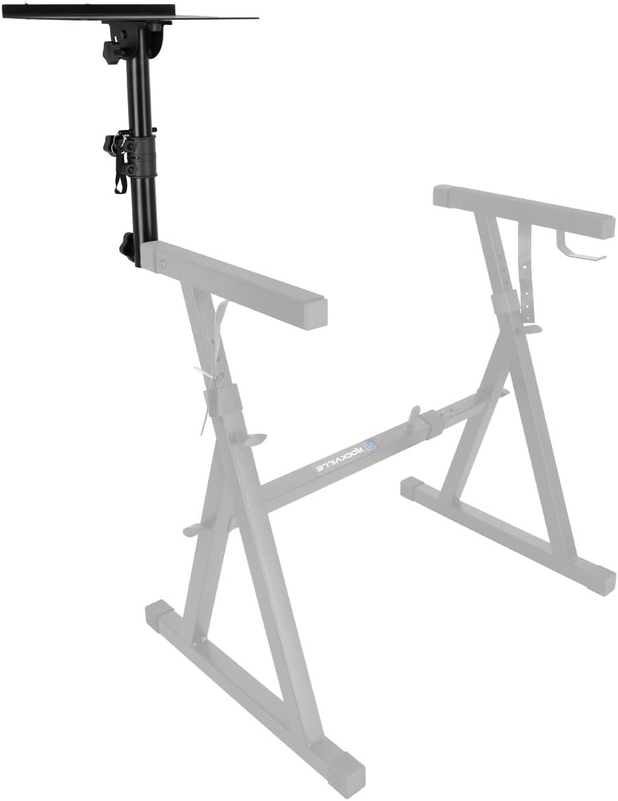 Rockville Z40W Bundle: Z-Style Pro Keyboard Stand with Lockable Wheels and Travel Bag, ZLS Laptop Stand Attachment with 12-in x 9.5-in Steel Tray, Adjustable Height & Tilt, 2-items
