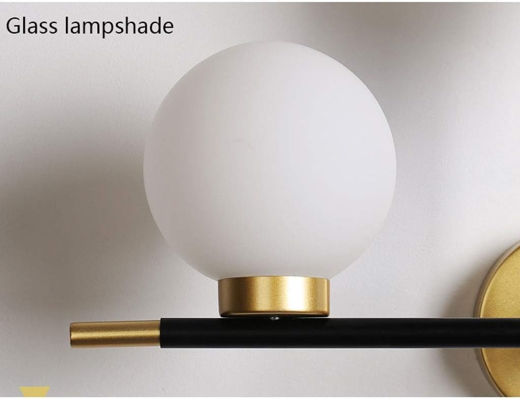 Sconce Wall Lighting Nordic Wall Lamp Wrought Iron Wall Sconce Double Head Glass Lampshade Wall Light Bedroom Living Room Corridor Bathroom Light Fixtures