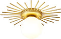 Nordic Round Ceiling Lights Creative Gold LED Flush Mount Lighting Fixture Sun Flower Shape Acrylic Lampshade Wrought Iron Chandelier for Living Room Bedroom Entrance Porch Kitchen (Gold,35CM)