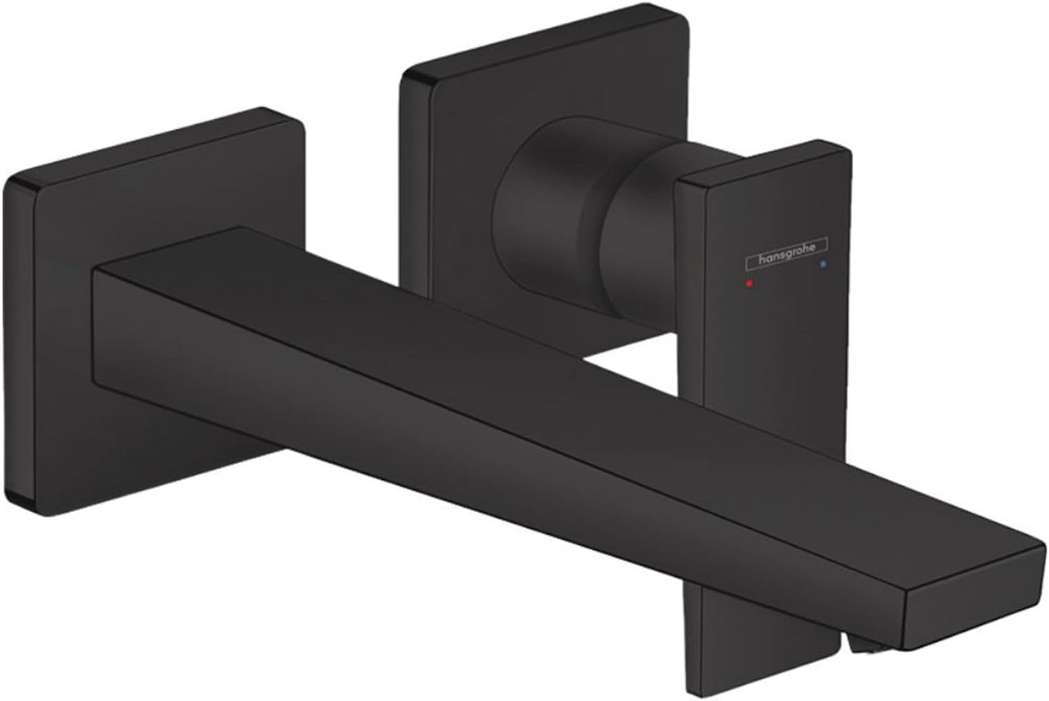 hansgrohe Metropol Modern 1-Handle 2-Hole 5-inch Tall Wall Mounted Bathroom Faucet in Matte Black, 32526671