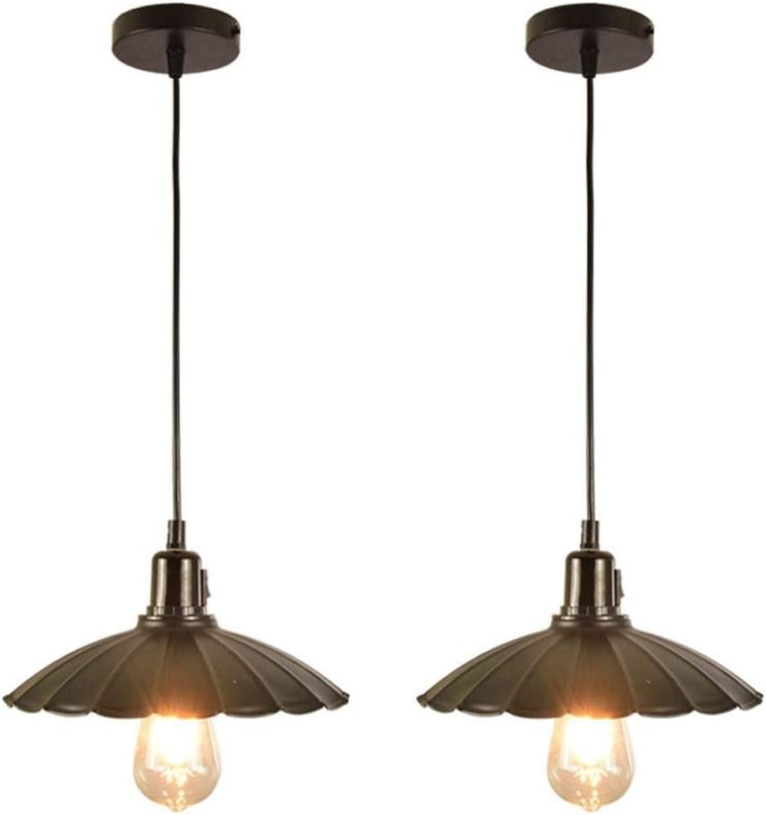 Wall Lights, 2 Pack Pendant Light, Barn Ceiling Light Black Industrial Hanging Light Fixture for Modern Farmhouse Kitchen Dining Room Bar Lighting, Wrought Iron Hemp Rope Chandeliers Hang(C)