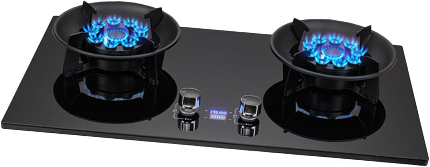 NIKKHO Gas Stove,NG/LPG Convertible,Tempered Glass 2 Burners Gas Stoves Cooktop with Thermocouple Protection Gas Cooktop,Suitable for Apartments,Indoor (Color : NG), 54768